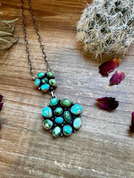 Turquoise Cluster Necklace-18"