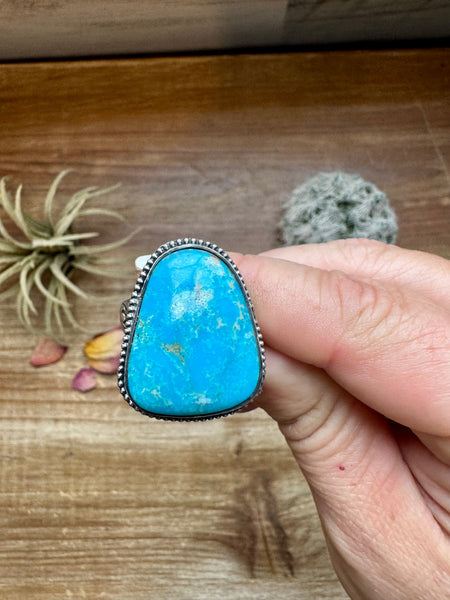 Large Turquoise Stone Ring - Adjustable