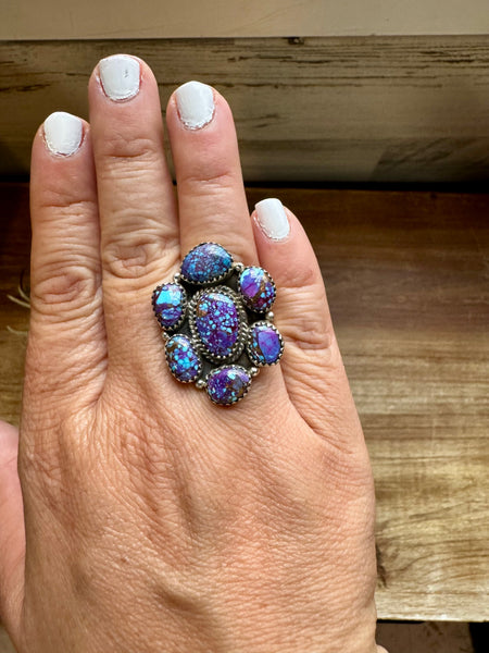 Purple Mojave Cluster Ring- Adjustable