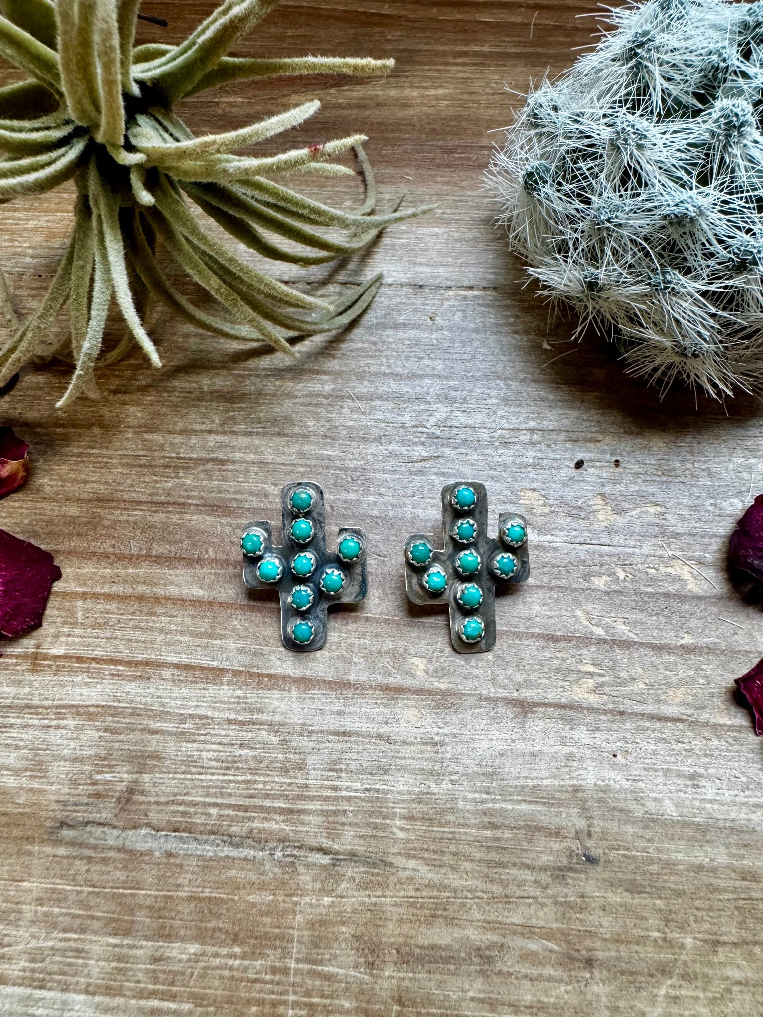 Cactus Turquoise Stud Earrings