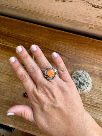 Orange Spiny Oyster Ring- Size 8