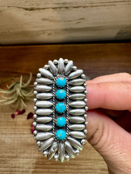 Kingman Turquoise Cluster Ring-Adjustable