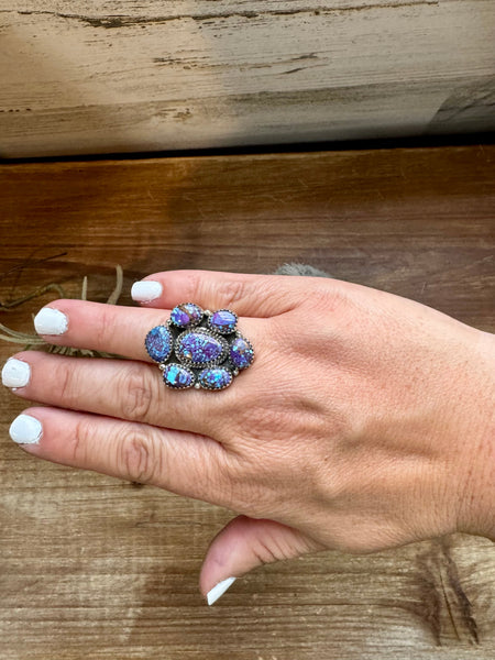 Purple Mojave Cluster Ring- Adjustable