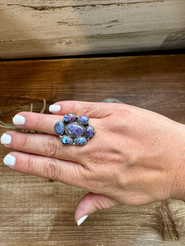 Purple Mojave Cluster Ring- Adjustable