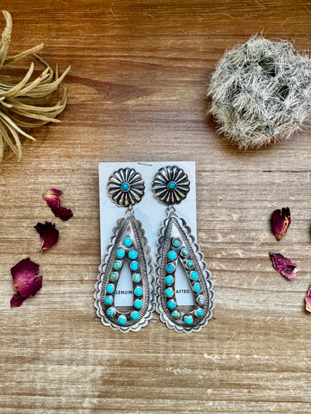 Turquoise Concho Teardrop Earrings