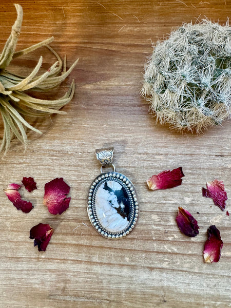 White Buffalo Oval Pendant