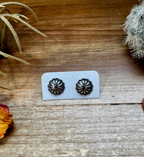 Mini Concho Sterling Silver Stud Earrings