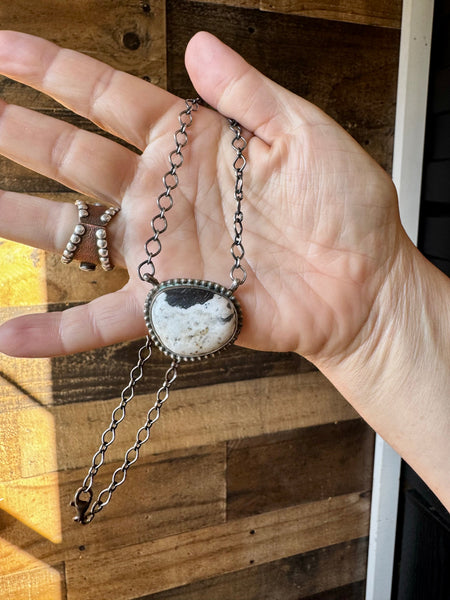 Round White Buffalo Bar Necklace