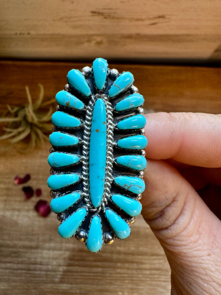 Kingman Turquoise Cluster Ring - Size 6