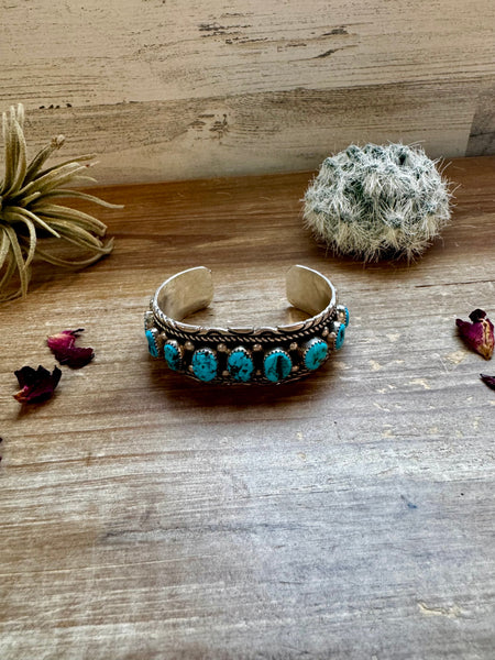 Multi Stone Kingman Turquoise Cuff Bracelet