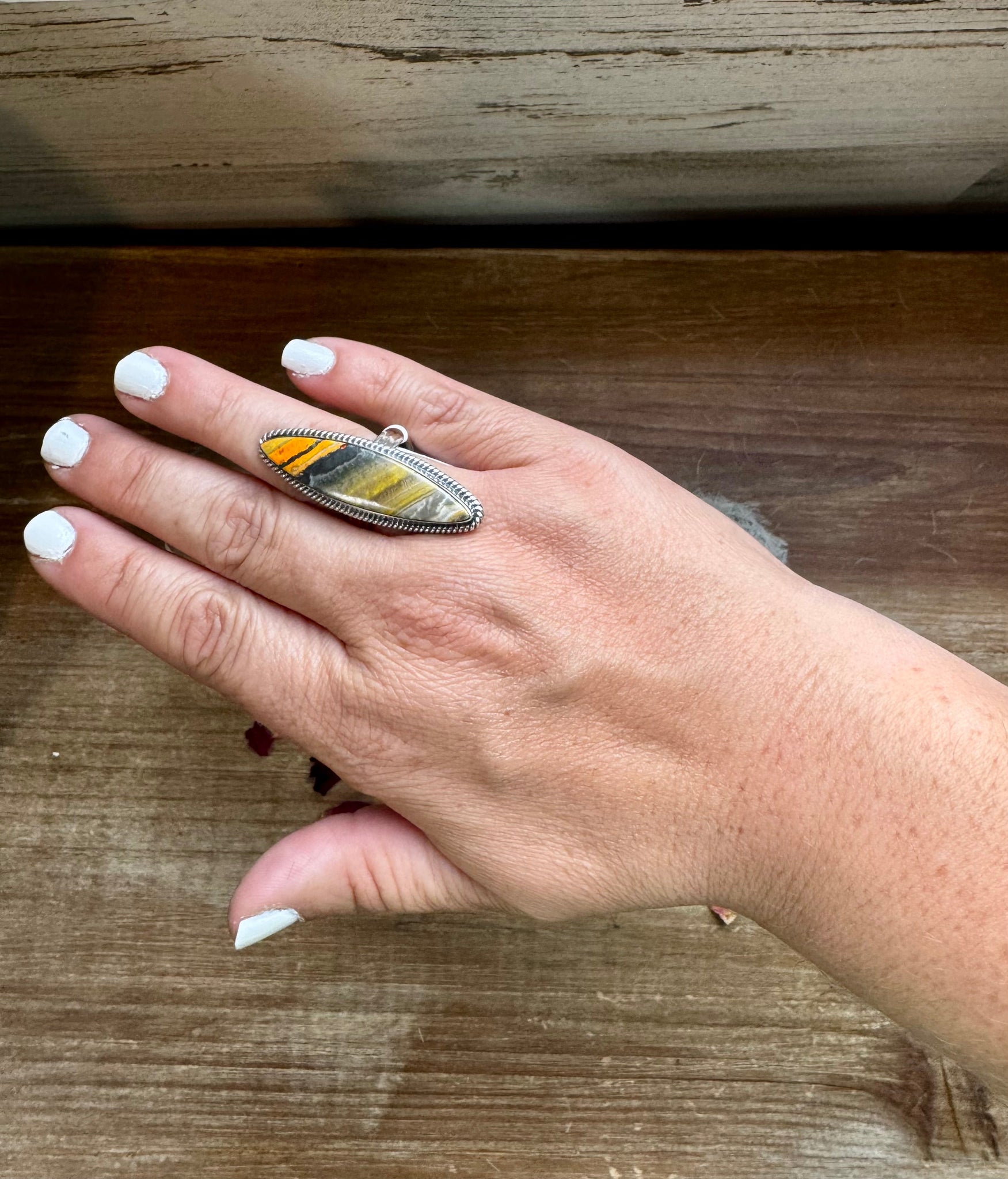 Bumblebee Jasper Ring -Size 8