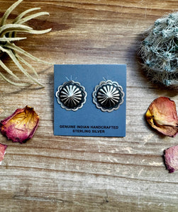 Smaller Sterling Silver Concho Stud Earrings