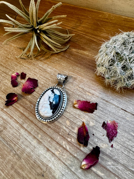 White Buffalo Oval Pendant