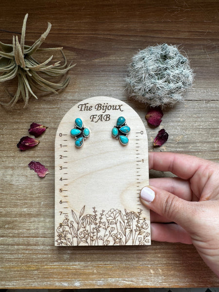 Kingman Turquoise Half Cluster Stud Earrings