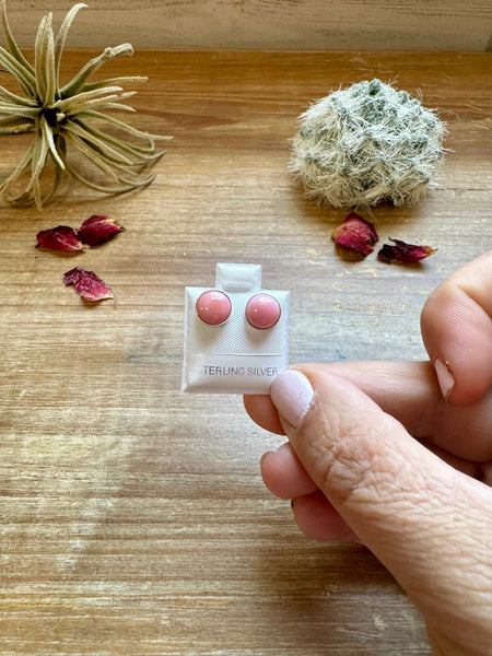 Round Pink Concho Stud Earrings