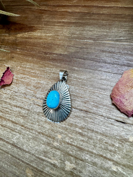 Kingman Turquoise Teardrop Pendant