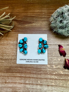 Large Turquoise Cluster Stud Earrings