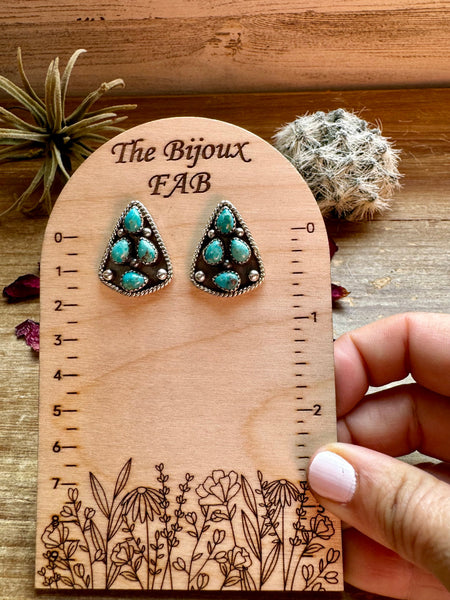 Cluster Kingman Turquoise Stud Earrings