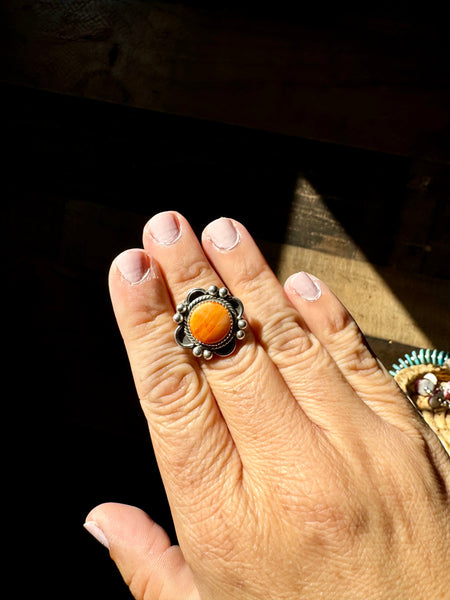 Orange Spiny Oyster Ring- Size 8