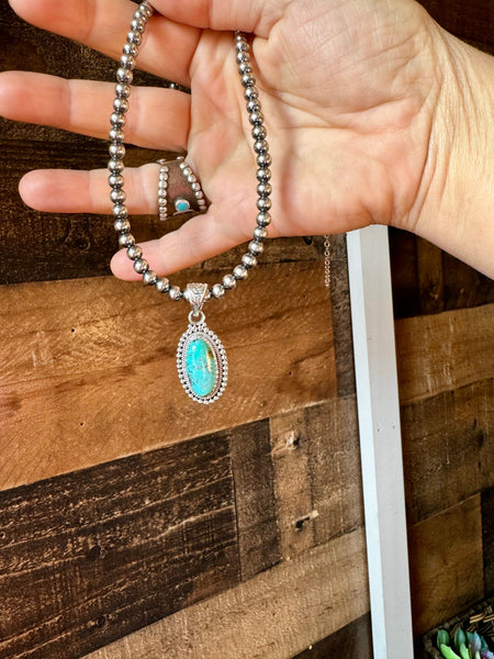 Long Turquoise Stone Pendant