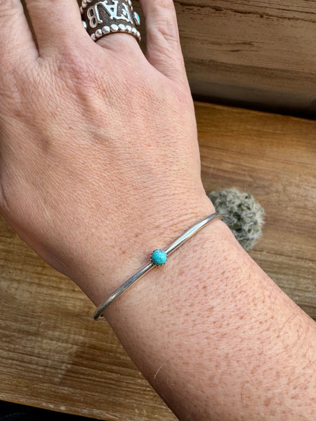 Dainty Kingman Turquoise and Sterling Silver Cuff