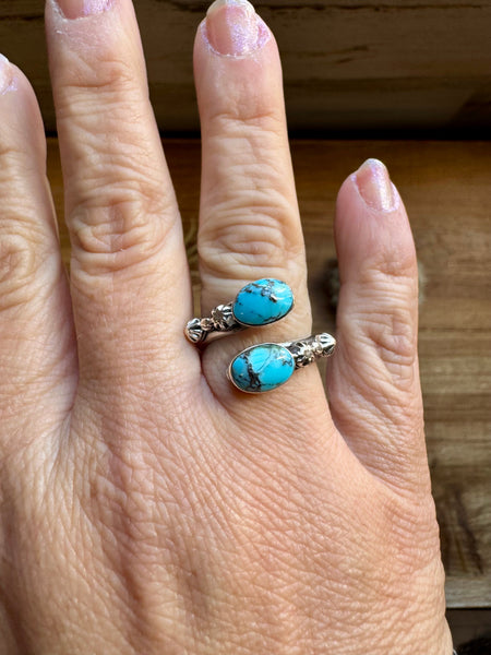 Kingman Turquoise and Sterling Silver Adjustable Band Ring