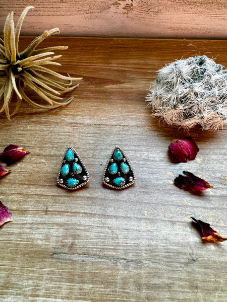 Cluster Kingman Turquoise Stud Earrings