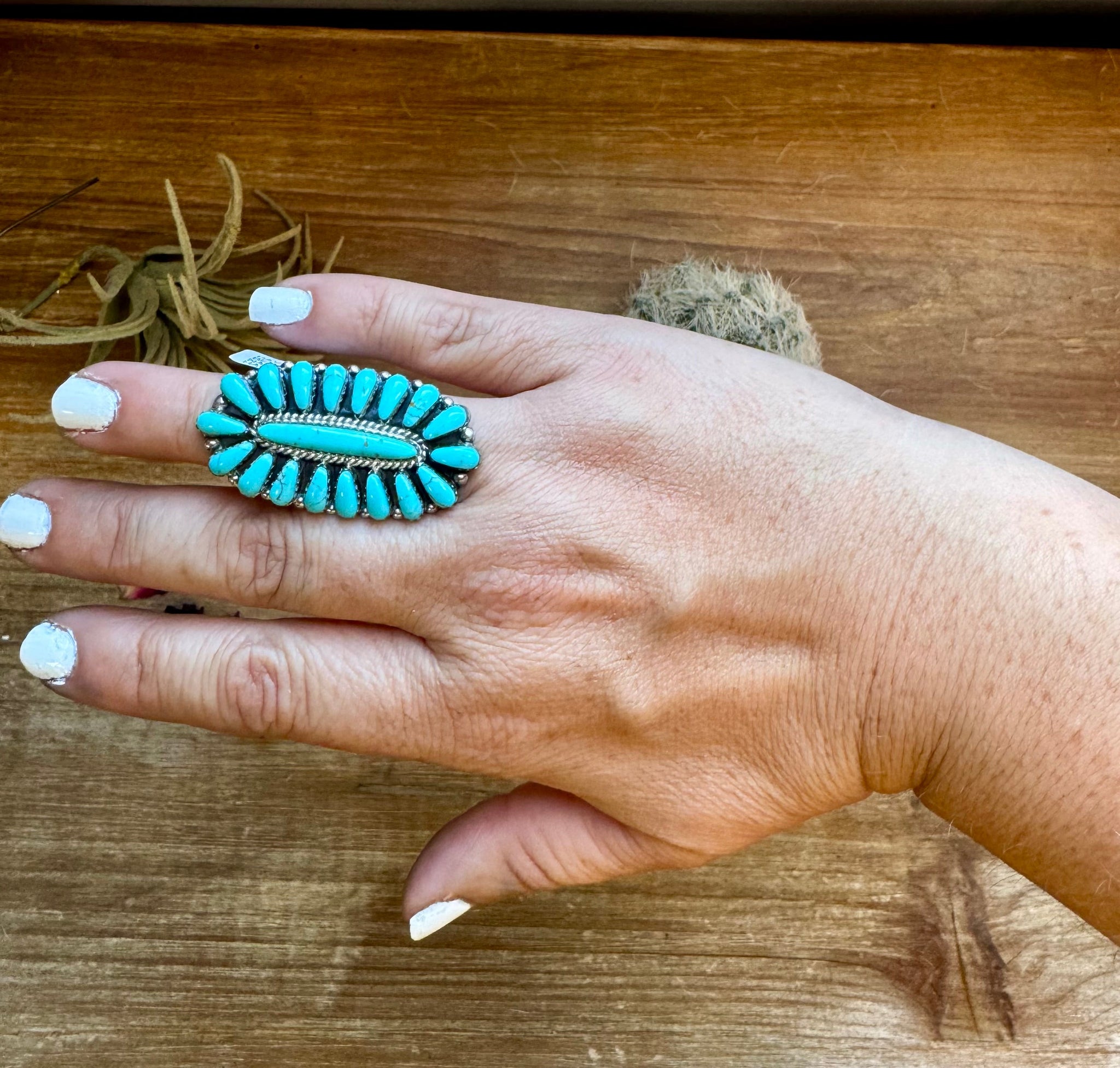 Kingman Turquoise Cluster Ring - Size 6