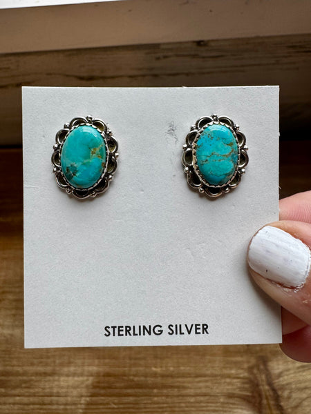 Oval Kingman Turquoise Stud Earrings