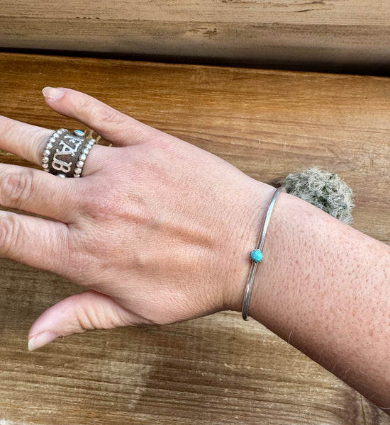 Dainty Kingman Turquoise and Sterling Silver Cuff