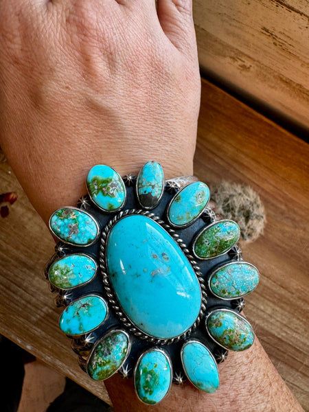 Sonoran Turquoise Cluster Cuff Bracelet