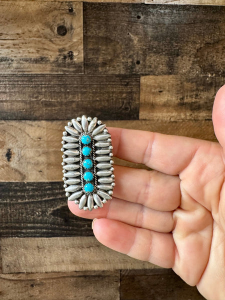 Kingman Turquoise Cluster Ring-Adjustable