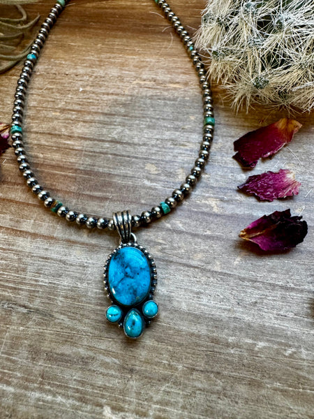 Turquoise Oval Cluster Detail Pendant