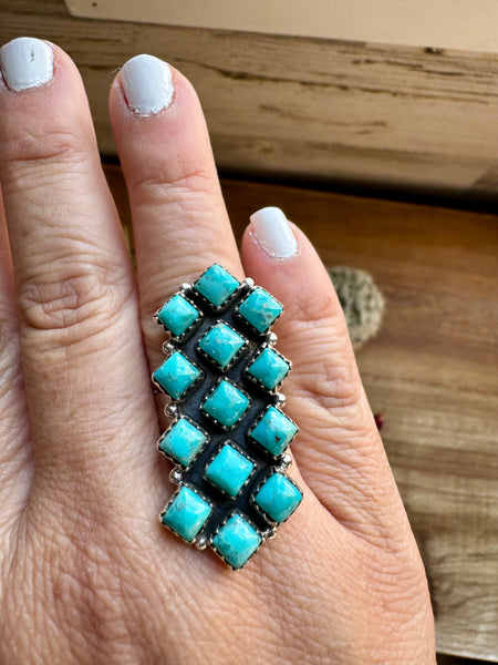 Kingman Turquoise Multi Stone Ring- Adjustable