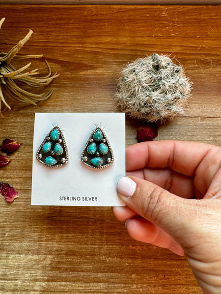 Cluster Kingman Turquoise Stud Earrings