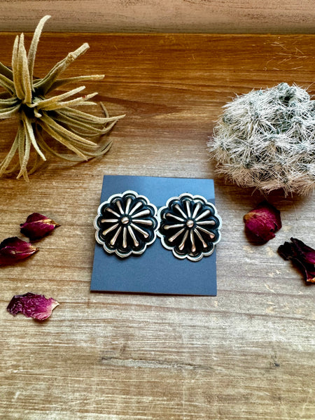 Larger Sterling Silver Concho Earrings