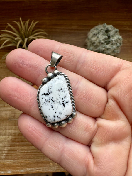 White Buffalo & Sterling Silver Pendant