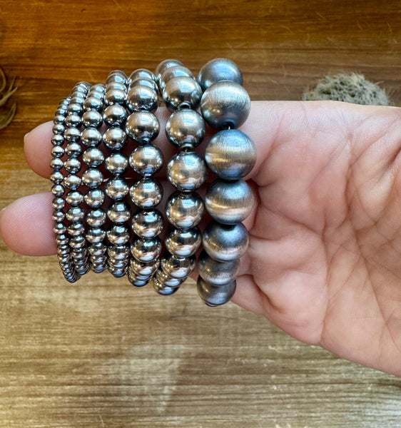 Sterling Silver "Navajo Style" Pearl Bracelet With Clasp – Available in All Sizes