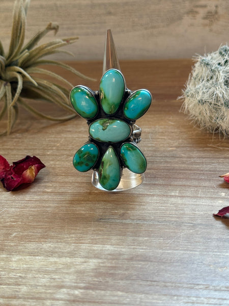 Large Turquoise Cluster Ring - Adjustable