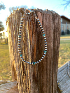 4mm Sterling Silver and Turquoise Bracelet