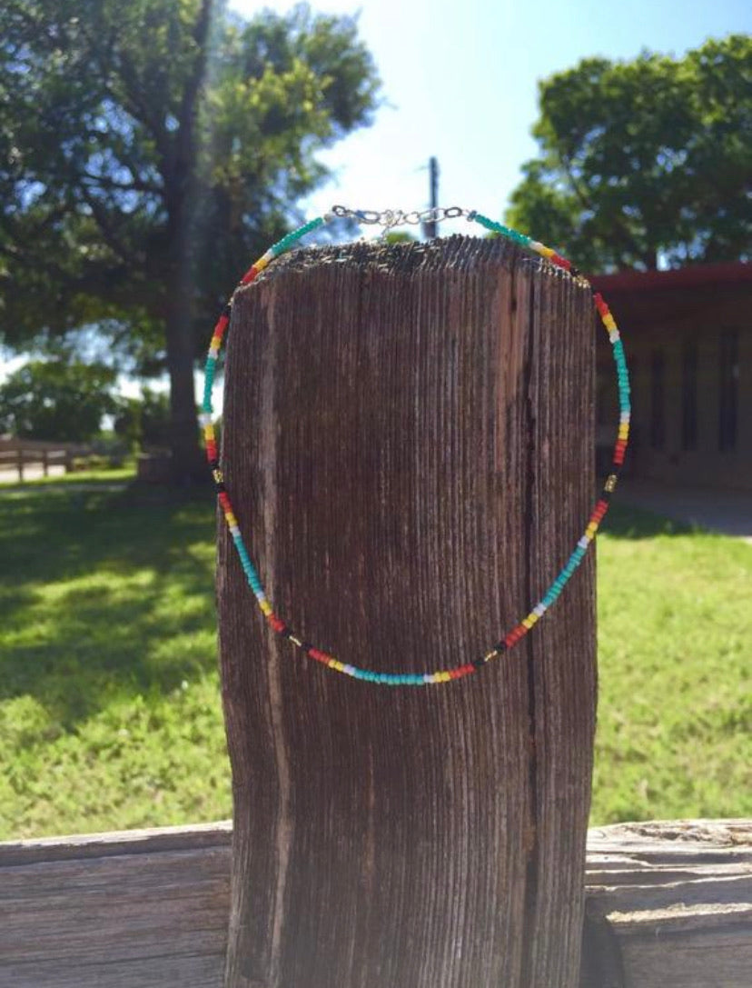 Serape Beaded Necklace- 14"